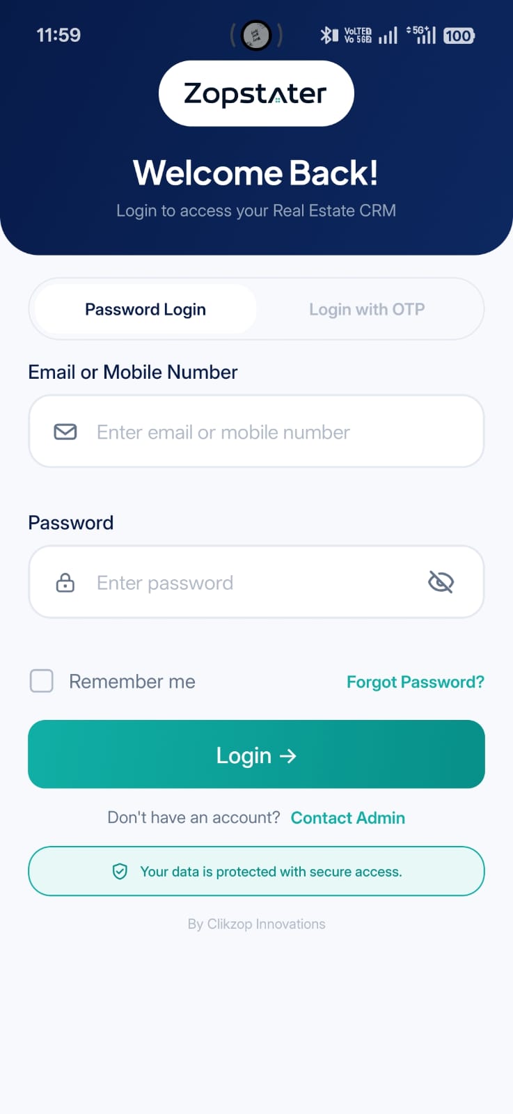 Zopstater CRM mobile login